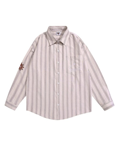 HOOK(HOOK（フック）)/HOOK －original－ 配色ストライプワンポイント刺繍長袖シャツ/img20