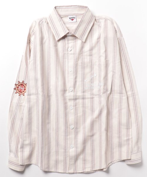 HOOK(HOOK（フック）)/HOOK －original－ 配色ストライプワンポイント刺繍長袖シャツ/img32