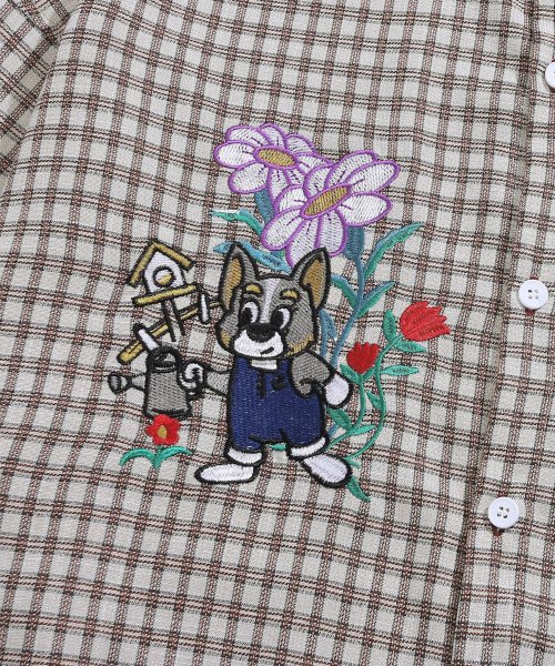 HOOK(HOOK（フック）)/HOOK －original－ レトロ調可愛いワンちゃん刺繍チェック柄長袖シャツ/img44