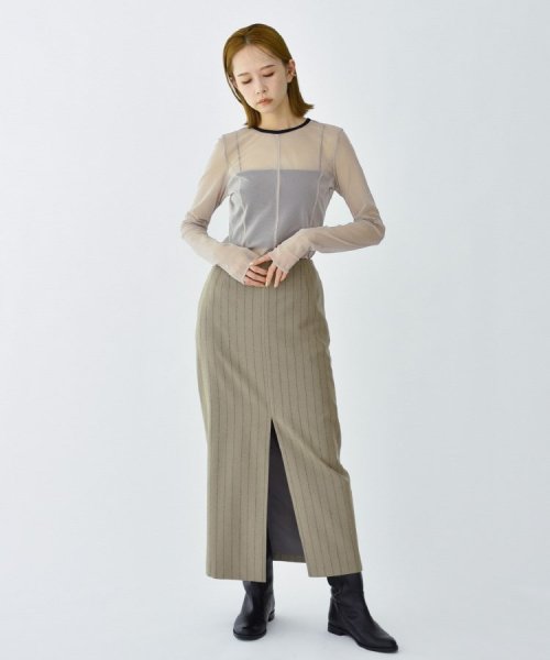 DRESSTERIOR(ドレステリア)/CODE A ｜ wool stripe slit long skirt/img11