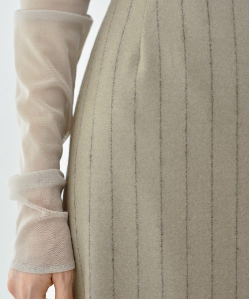DRESSTERIOR(ドレステリア)/CODE A ｜ wool stripe slit long skirt/img13