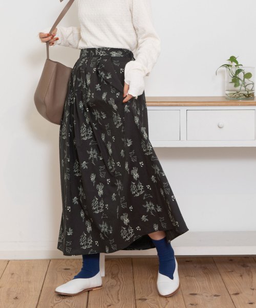 フォレスト線画プリントタックスカート 人気・おすすめ｜使いやすい・旅行におすすめ 品質保証 全国発送 日本国内発送・最短翌日お届け