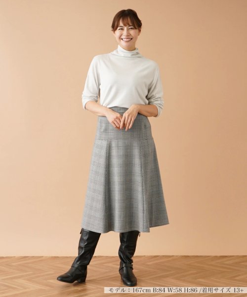 グレンチェックフレアスカート 