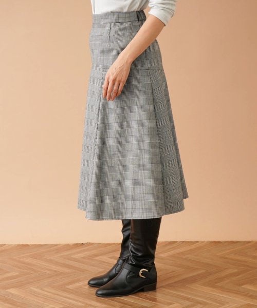 グレンチェックフレアスカート 