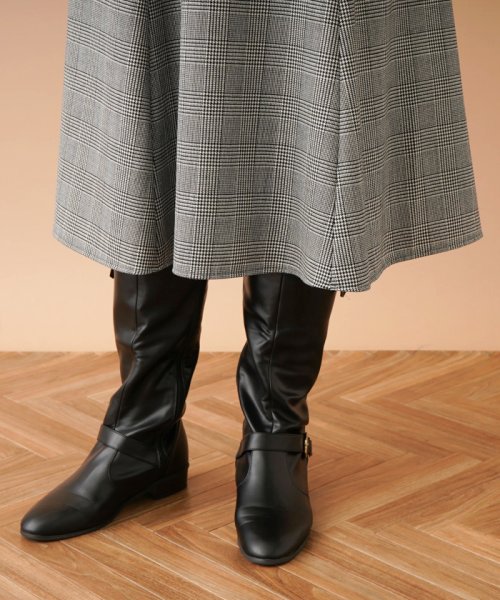 グレンチェックフレアスカート 