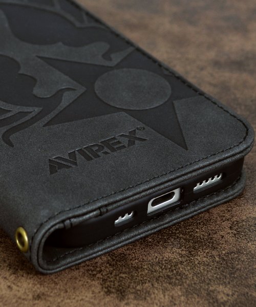 AVIREX(AVIREX)/iPhone15 iphone15 pro iphone14 13 AVIREX アヴィレックス 手帳型 ケース スタンプロゴスエード/img06