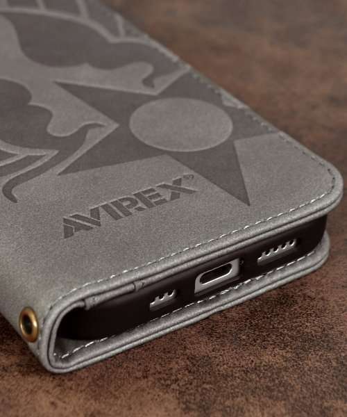 AVIREX(AVIREX)/iPhone15 iphone15 pro iphone14 13 AVIREX アヴィレックス 手帳型 ケース スタンプロゴスエード/img11