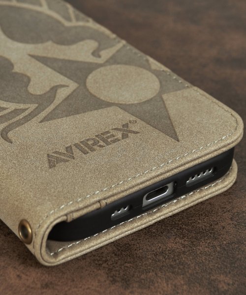 AVIREX(AVIREX)/iPhone15 iphone15 pro iphone14 13 AVIREX アヴィレックス 手帳型 ケース スタンプロゴスエード/img15