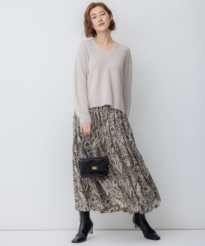 洗える】フレンチペイズリーデシン ティアードスカート(505653509