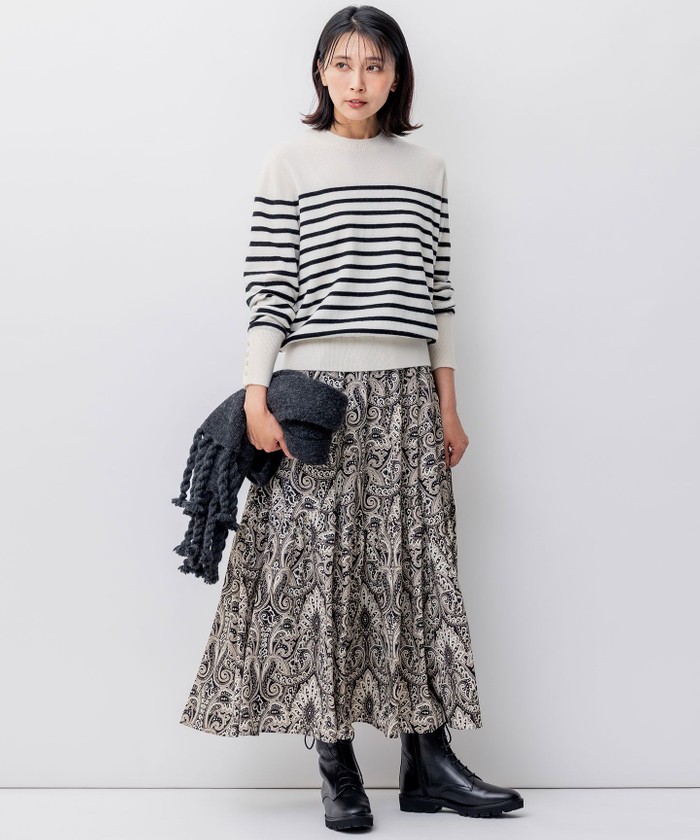 訳あり　23区【洗える】フレンチペイズリーデシン ティアードスカート　38 洗える】フレンチペイズリーデシン ティアードスカート / 23区