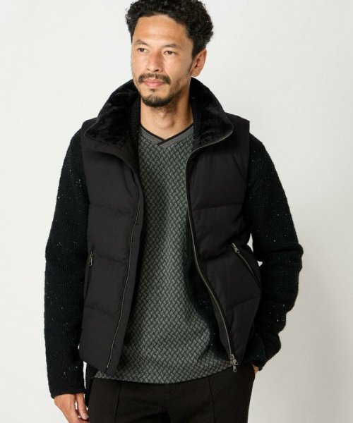 マイクロブロックチェックダウンベスト 