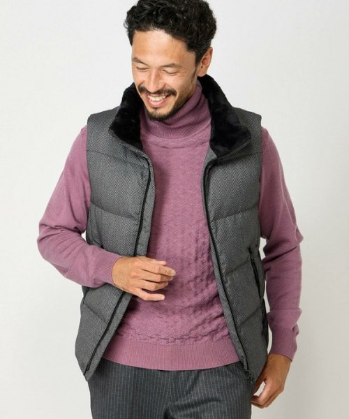 マイクロブロックチェックダウンベスト 