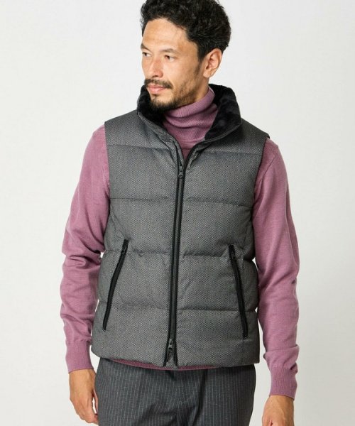 マイクロブロックチェックダウンベスト 