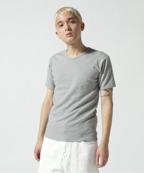 AVIREX(AVIREX)/《DAILY/WEB限定》RIB S/S V－NECK T－SHIRT/同色プリント リブ 半袖 ブイネック Tシャツ  デイリーウェア/img06