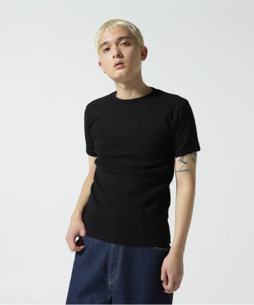 AVIREX(AVIREX)/《DAILY/WEB限定》RIB S/S CREW NECK T－SHIRT/同色プリント リブ 半袖 クルーネック Tシャツ  デイリー/img01