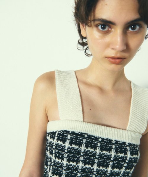 チェックニットビスチェ 