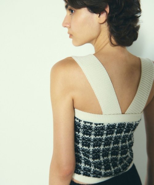 チェックニットビスチェ 