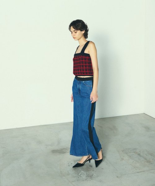 チェックニットビスチェ 