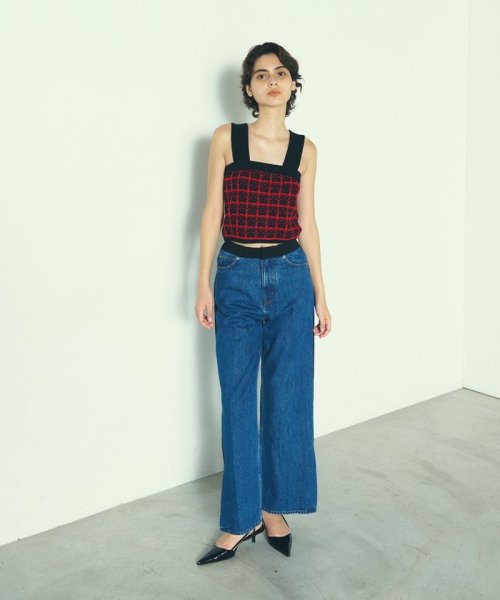 チェックニットビスチェ 