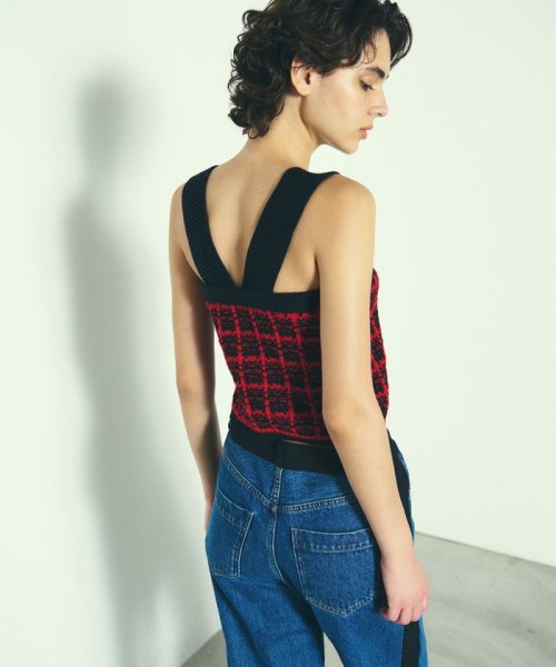 チェックニットビスチェ 