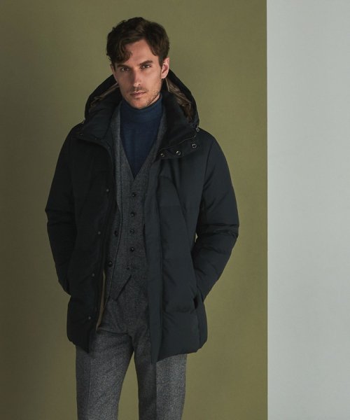 【仕事で着用可】MINOTECH?メランジラミネート?ダウンコート 仕事で着用可