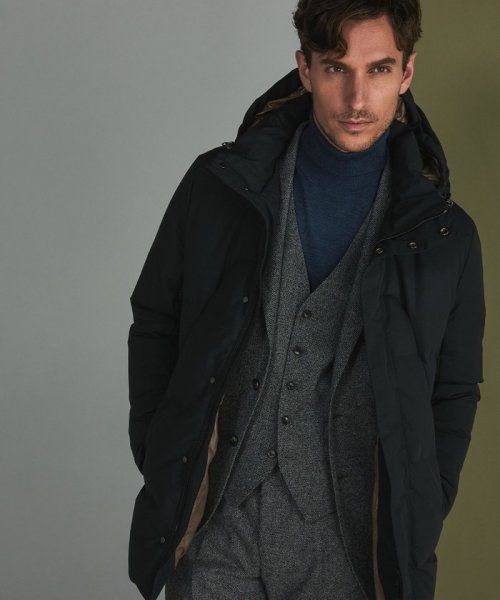 【仕事で着用可】MINOTECH?メランジラミネート?ダウンコート 仕事で着用可