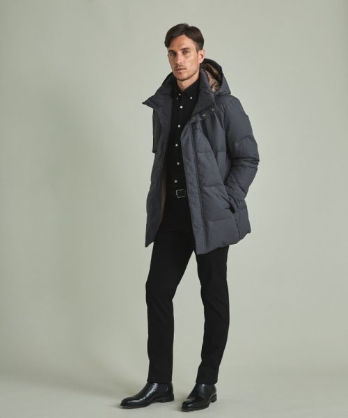 【仕事で着用可】MINOTECH?メランジラミネート?ダウンコート 仕事で着用可