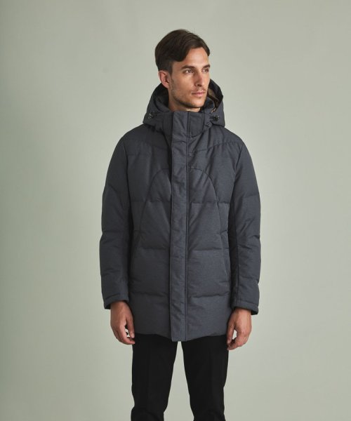 【仕事で着用可】MINOTECH?メランジラミネート?ダウンコート 仕事で着用可