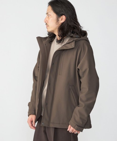 SHIPS: 〈洗濯機可能〉ストレッチ 裏フリース ポンチ マウンテンパーカー 