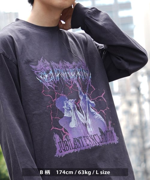 1111clothing(ワンフォークロージング)/◆ストーンウォッシュ ハードグラフィック ロンT◆オーバーサイズ 長袖Tシャツ メンズ ロンT レディース トップス 長袖 Tシャツ ビッグシルエット ビッグT/img12