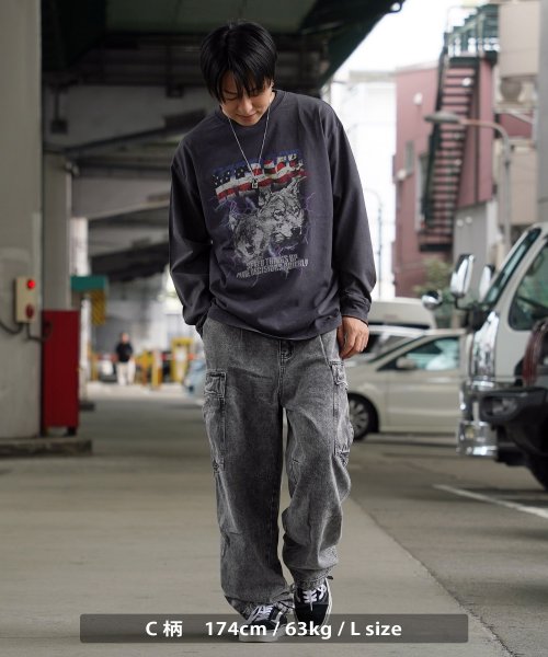 1111clothing(ワンフォークロージング)/◆ストーンウォッシュ ハードグラフィック ロンT◆オーバーサイズ 長袖Tシャツ メンズ ロンT レディース トップス 長袖 Tシャツ ビッグシルエット ビッグT/img18