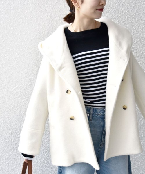 SHIPS any: ナッピング フード ショート コート 