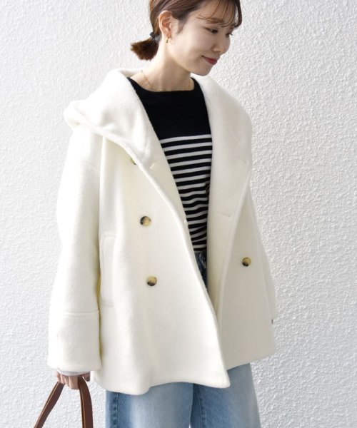 SHIPS any: ナッピング フード ショート コート 