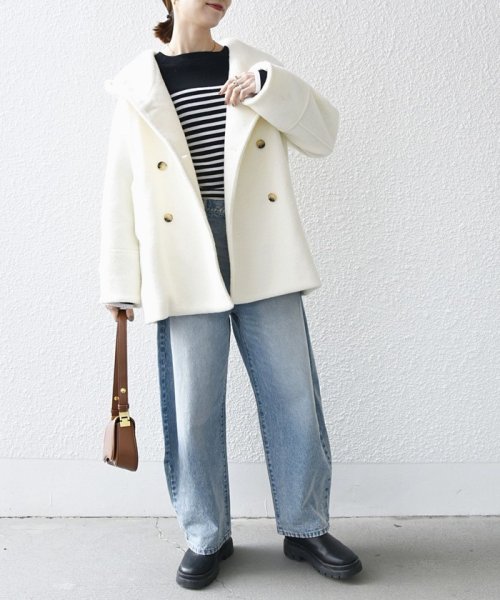 SHIPS any: ナッピング フード ショート コート 