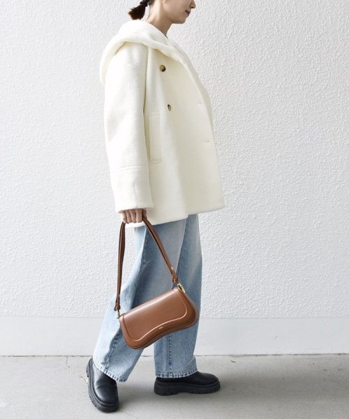 SHIPS any: ナッピング フード ショート コート 