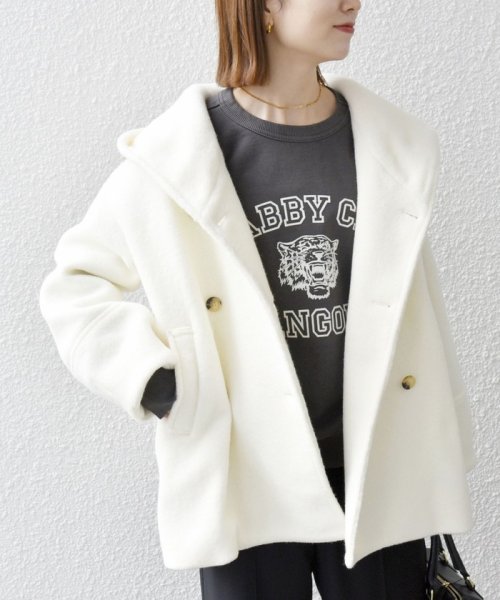 SHIPS any: ナッピング フード ショート コート 