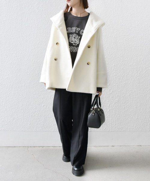 SHIPS any: ナッピング フード ショート コート 