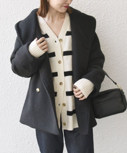 SHIPS any: ナッピング フード ショート コート 