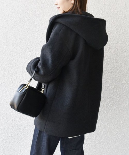 SHIPS any: ナッピング フード ショート コート 