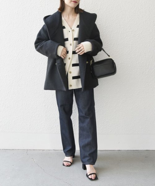 SHIPS any: ナッピング フード ショート コート 