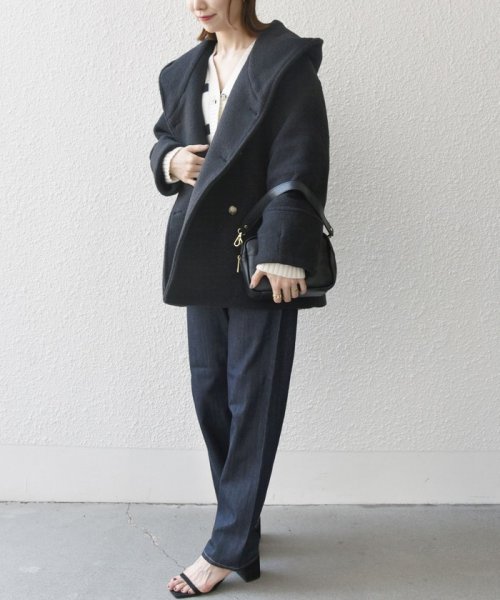 SHIPS any: ナッピング フード ショート コート 