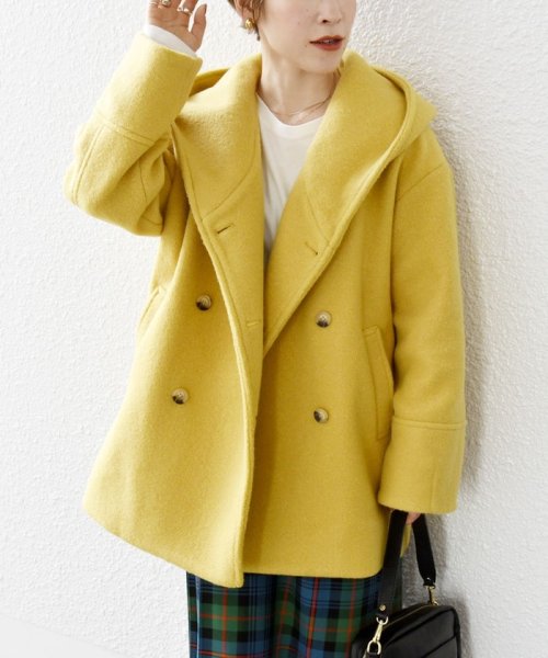 SHIPS any: ナッピング フード ショート コート 