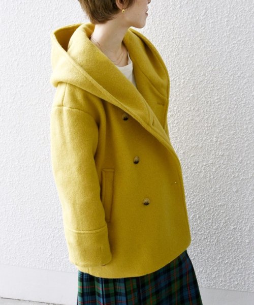 SHIPS any: ナッピング フード ショート コート 