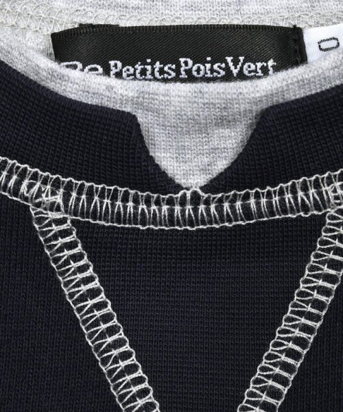 BeBe Petits Pois Vert(ベベ プチ ポワ ヴェール)/レイヤード風配色ステッチスウェット(95~150cm)/img08