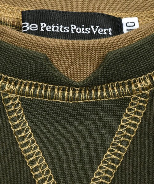 BeBe Petits Pois Vert(ベベ プチ ポワ ヴェール)/レイヤード風配色ステッチスウェット(95~150cm)/img15