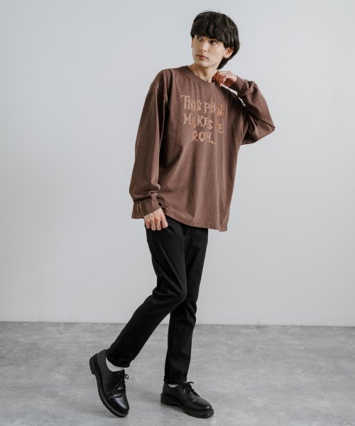 Rocky Monroe(ロッキーモンロー)/長袖Tシャツ カットソー メンズ クルーネック ピグメント加工 ロンT ヴィンテージライク 古着 ユーズドライク オーバーサイズ ビッグシルエット ルーズ リラ/img03