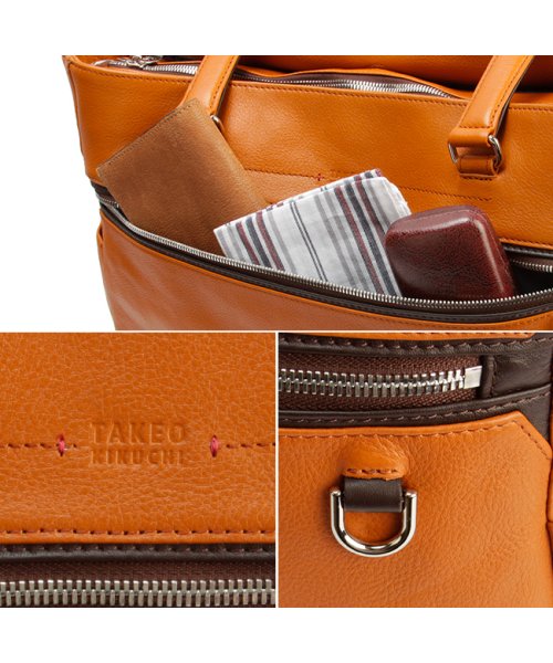 タケオキクチ バッグ トートバッグ ビジネストートバッグ レザー ファスナー付き 本革 撥水 肩掛け 横型 A4 B4 TAKEO KIKUCHI 712702 TAKEO