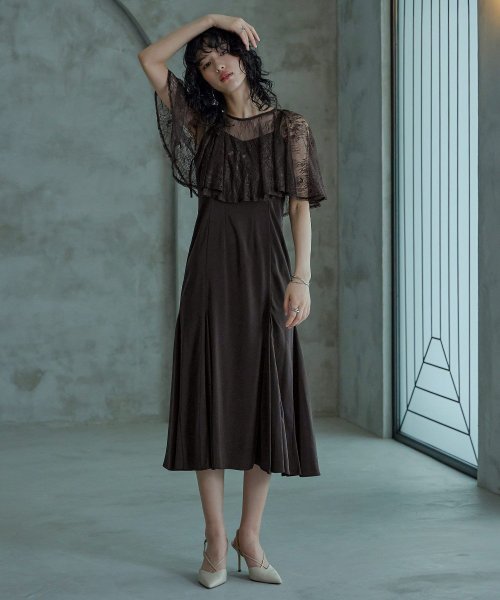 niana ニアナ 結婚式 ワンピース パーティードレス レース ケープ フレア ショート丈 キャミワンピ マーメイドスカート セット ドレス ボレロ ブラウス ニアナ ポリエステル100% 37cm