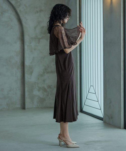 niana ニアナ 結婚式 ワンピース パーティードレス レース ケープ フレア ショート丈 キャミワンピ マーメイドスカート セット ドレス ボレロ ブラウス ニアナ ポリエステル100% 37cm