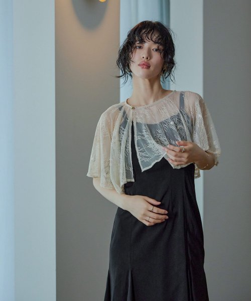 niana ニアナ 結婚式 ワンピース パーティードレス レース ケープ フレア ショート丈 キャミワンピ マーメイドスカート セット ドレス ボレロ ブラウス ニアナ ポリエステル100% 37cm